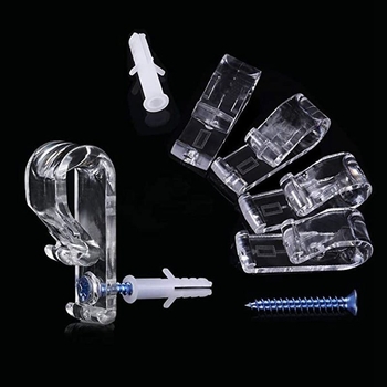 Kuka za zid za zavjese s POM ekspanzijskim vijcima — prozirni plast, 1,5 × 5 cm, za zavjese i žaluzine