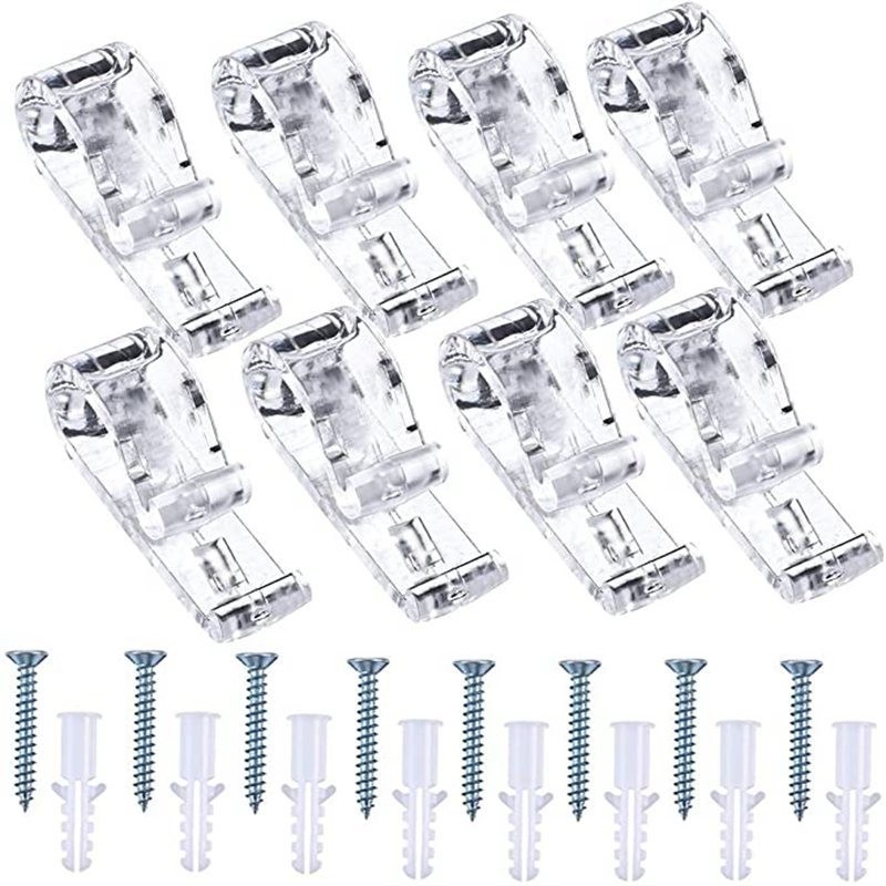 Kuka za zid za zavjese s POM ekspanzijskim vijcima — prozirni plast, 1,5 × 5 cm, za zavjese i žaluzine
