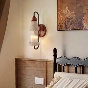 Zidna lampa s aromaterapijom i voskom koji se topi, u srednjovjekovnom stilu, žuti travertin izgled, za dnevni boravak, spavaću sobu i radni prostor – zidna dekoracija