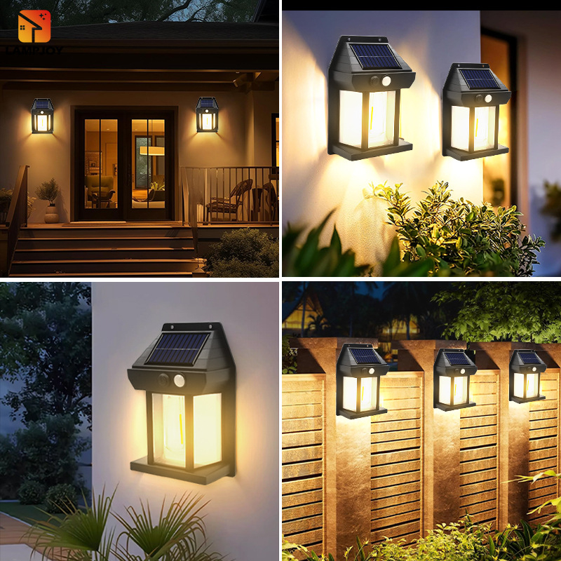 Solarna zidna lampa s senzorom pokreta, tri načina rada, automatsko uključivanje u sumrak, vrtna noćna svjetiljka