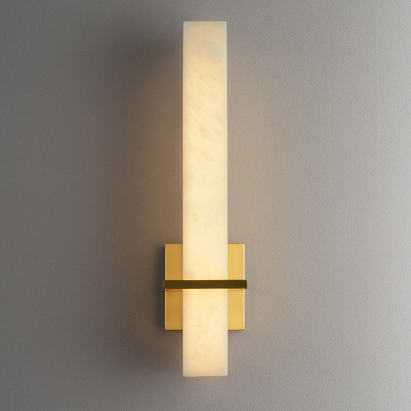 Nova zidna lampa u kineskom stilu, potpuno od bakra s mramornim abažurom, moderan minimalistički dizajn za dnevnu sobu, zidna dekoracija