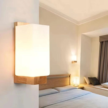 Noćna zidna lampa u japanskom stilu, drvena, moderan minimalistički dizajn, pogodna za spavaću sobu, dnevni boravak i kućnu upotrebu.