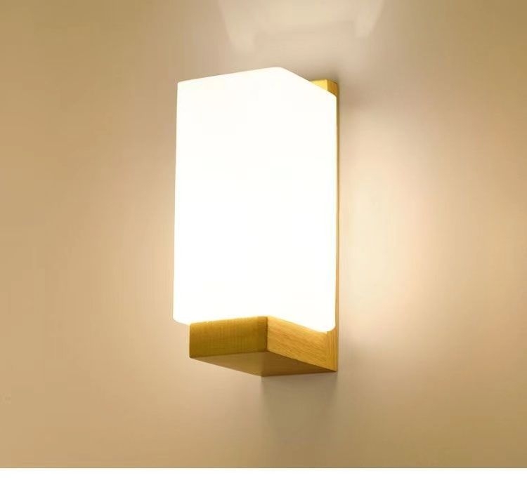 Noćna zidna lampa u japanskom stilu, drvena, moderan minimalistički dizajn, pogodna za spavaću sobu, dnevni boravak i kućnu upotrebu.