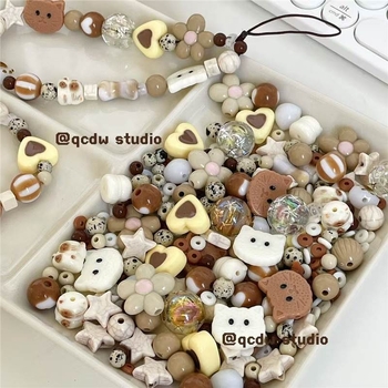 DIY komplet akrilnih perlica za lanac za telefon i narukvicu s motivom Coffee Cat Cocoa Milk Coffee