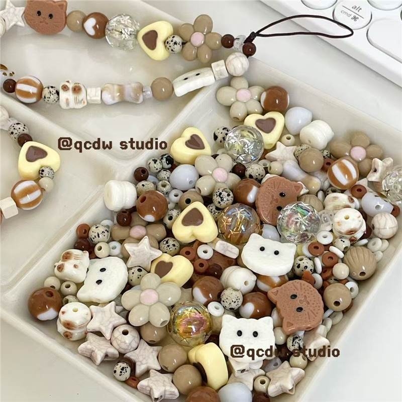 DIY komplet akrilnih perlica za lanac za telefon i narukvicu s motivom Coffee Cat Cocoa Milk Coffee