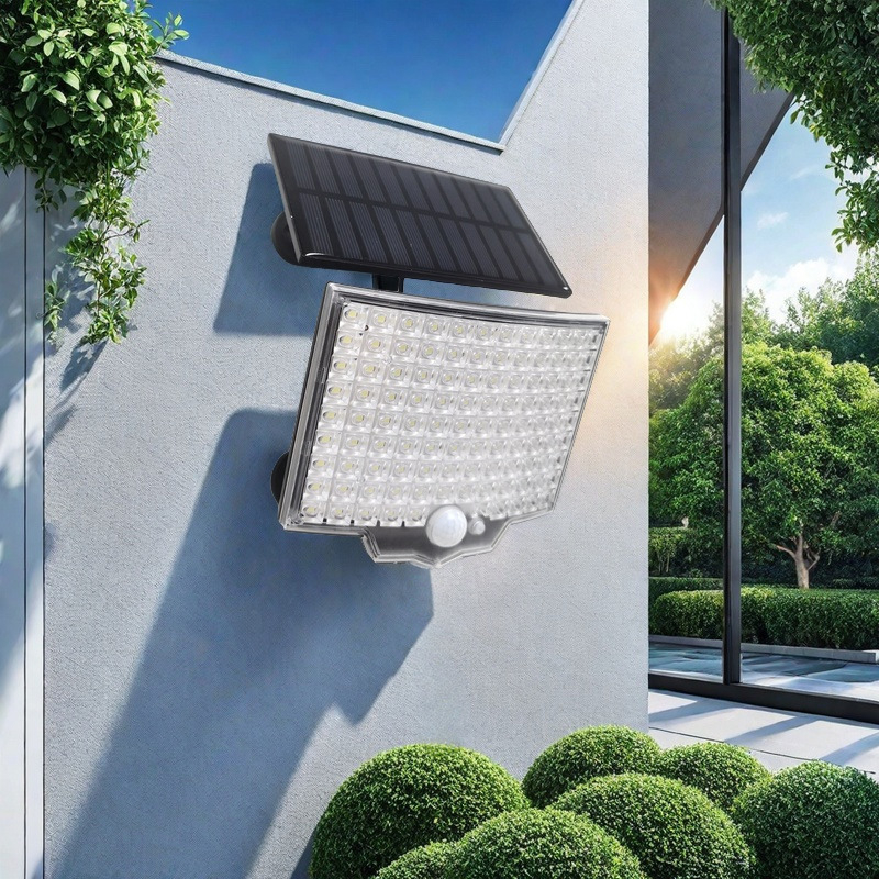 106 LED solarna lampa za vrt, vanjska vodootporna zidna svjetiljka sa senzorom za pejzažno osvjetljenje