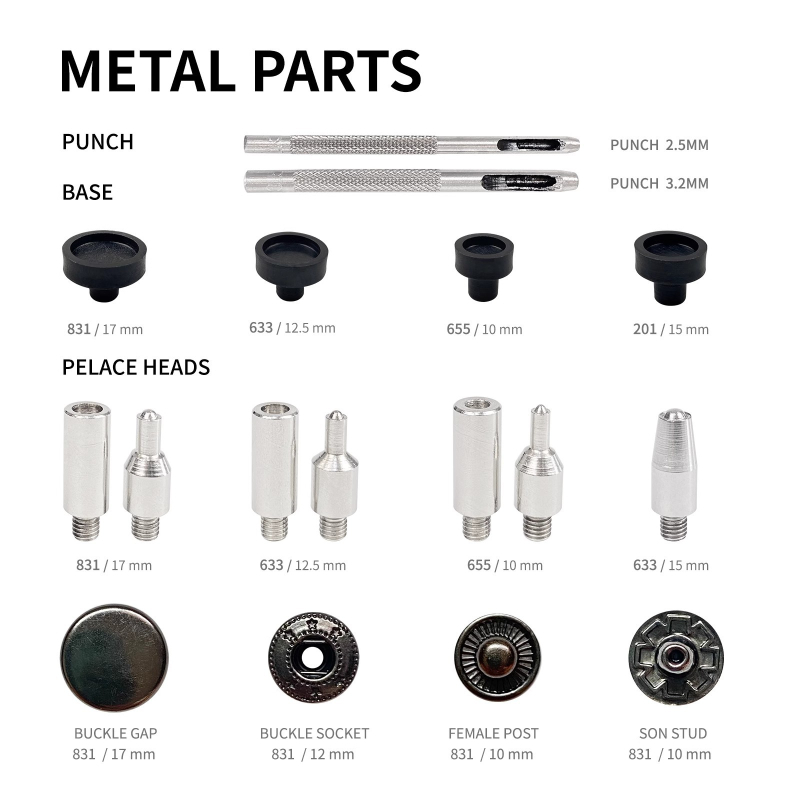 Metalni alat za ugradnju snap kopči, kliješta za snap kopče, model 831633655201, DIY univerzalni