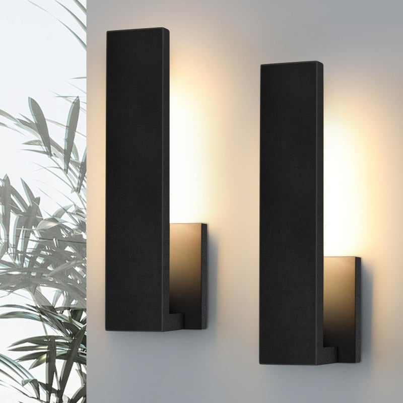 Prilagođena aluminijska LED moderna zidna svjetiljka, 2 komada, matno crna, za verandu, spavaću sobu, kupaonu, dnevnu sobu i stepenice, žičano spajanje