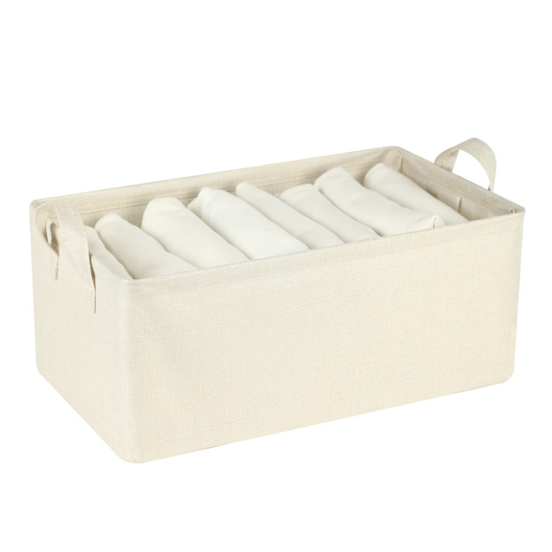 Sklopiva kutija za pohranu s metalnim okvirom i platnom, 26 L, 47×28×20 cm, bez poklopca, može se slagati, japanski stil, jednobojna