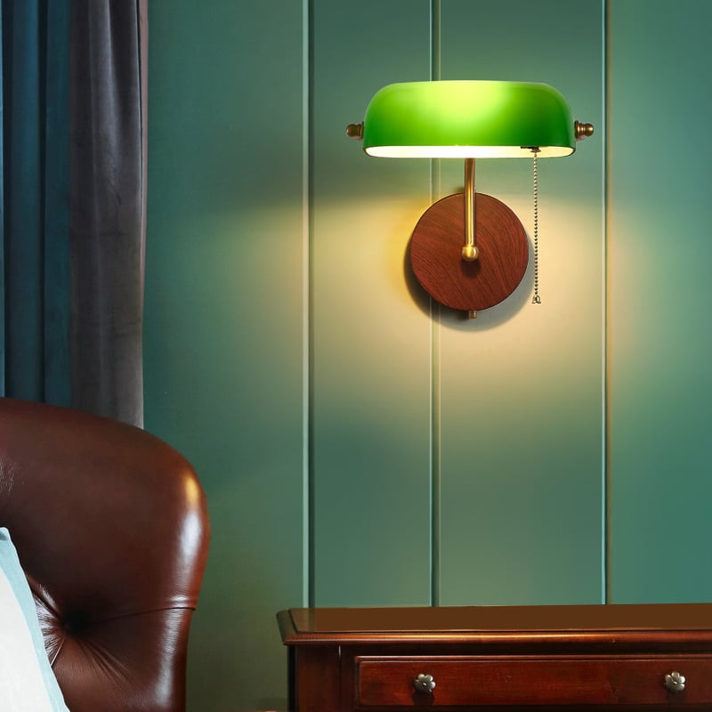 Zidna lampa u američko-retro stilu, inspirirana starim Šangajem, s staklenim sjenilom, montirana na zid; pogodna za ulaz, dvorište, predsoblje, dnevni boravak, hodnik i hotel