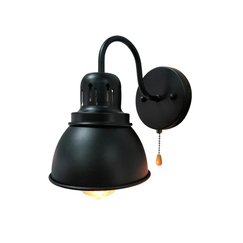 Zidna lampa u američkom stilu, metalna, LED, s povlačnim prekidačem, za spavaću sobu, dnevni boravak, hodnik i stubiše.