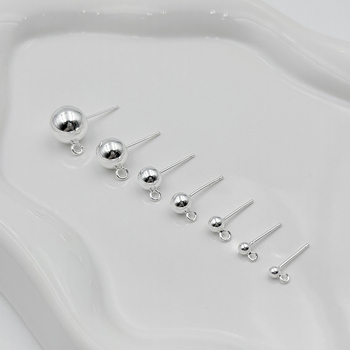 S925 sterling srebro DIY naušnice s kuglicama i otvorom za privjeske