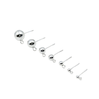 S925 sterling srebro DIY naušnice s kuglicama i otvorom za privjeske