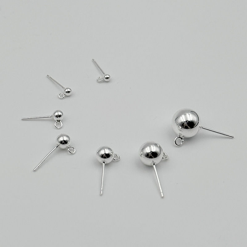 S925 sterling srebro DIY naušnice s kuglicama i otvorom za privjeske
