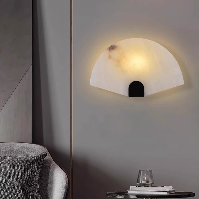 Zidna svjetiljka od prirodnog mramora, novi kineski stil, za dnevni boravak, hodnik i spavaću sobu – zen inspiracija