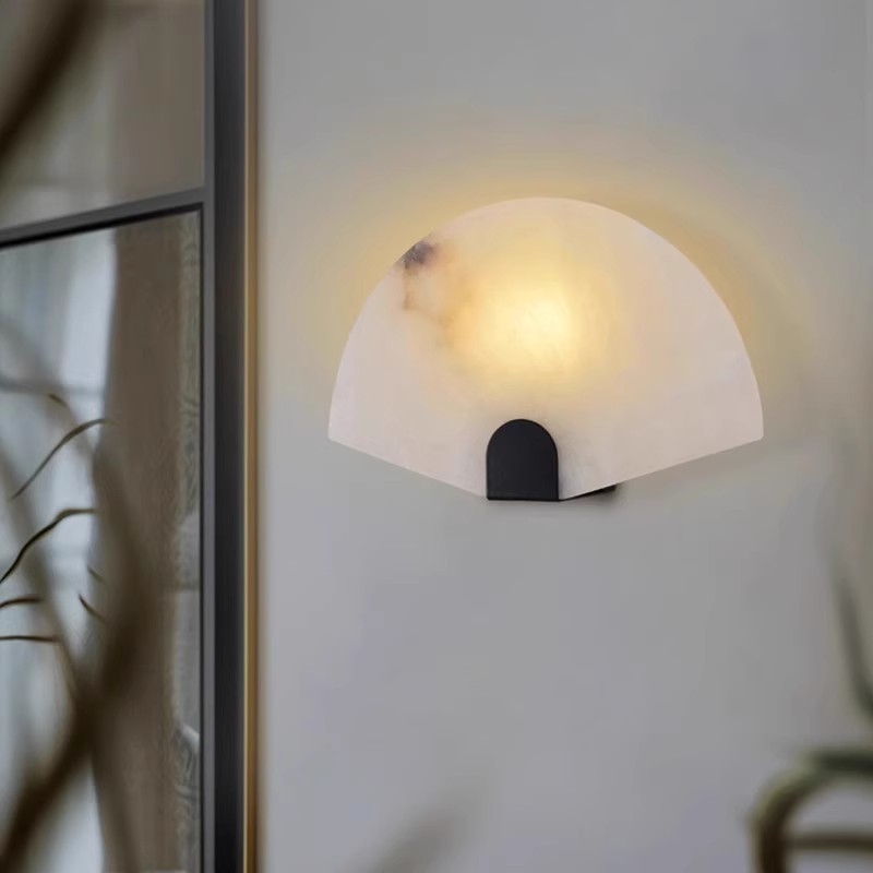 Zidna svjetiljka od prirodnog mramora, novi kineski stil, za dnevni boravak, hodnik i spavaću sobu – zen inspiracija