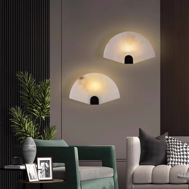 Zidna svjetiljka od prirodnog mramora, novi kineski stil, za dnevni boravak, hodnik i spavaću sobu – zen inspiracija