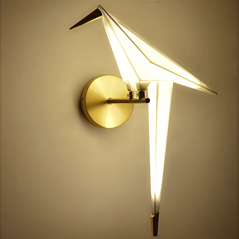 Zidna svjetiljka s origami ždralom – elegantno moderno LED osvjetljenje za spavaću sobu, hodnik i dnevni boravak