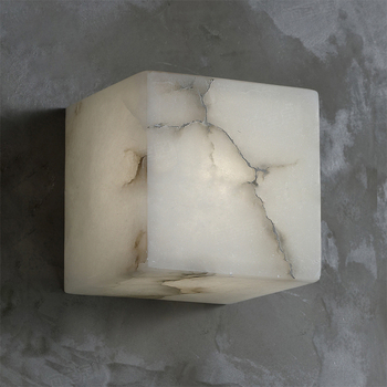 Wabi-Sabi kvadratna zidna svjetiljka, modern nordijski dizajn, mramorno sjenilo, bakreno tijelo