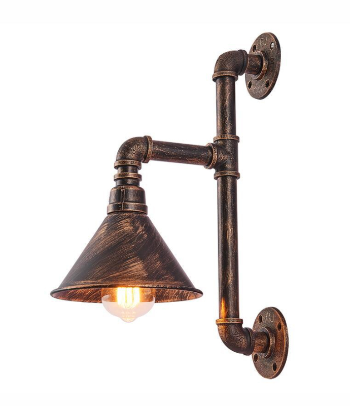 Retro industrijska zidna svjetiljka od kovanog željeza, stil vodovodnih cijevi, Bluetooth