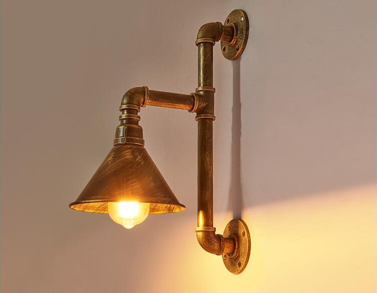 Retro industrijska zidna svjetiljka od kovanog željeza, stil vodovodnih cijevi, Bluetooth