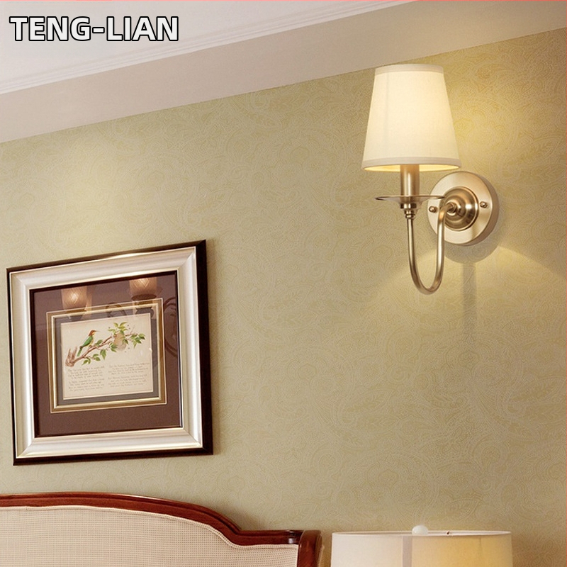 Stenska lampa od čiste bakra, američki stil, nordijski utjecaj, pogodna za hodnik, balkon, spavaću sobu, dnevnu sobu i hotelske sobe.