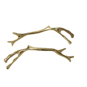 Kovana mesingana ručka za namještaj, za ormariće, vitrine i ladice, s dva otvora