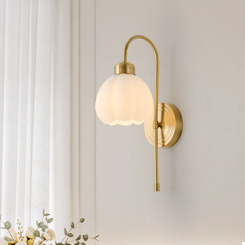 Skandinavska minimalistička zidna svjetiljka od kovano željeza za glavnu spavaću sobu, s francuskim utjecajem elegancije; pogodna za dnevni boravak, radnu sobu ili balkon.