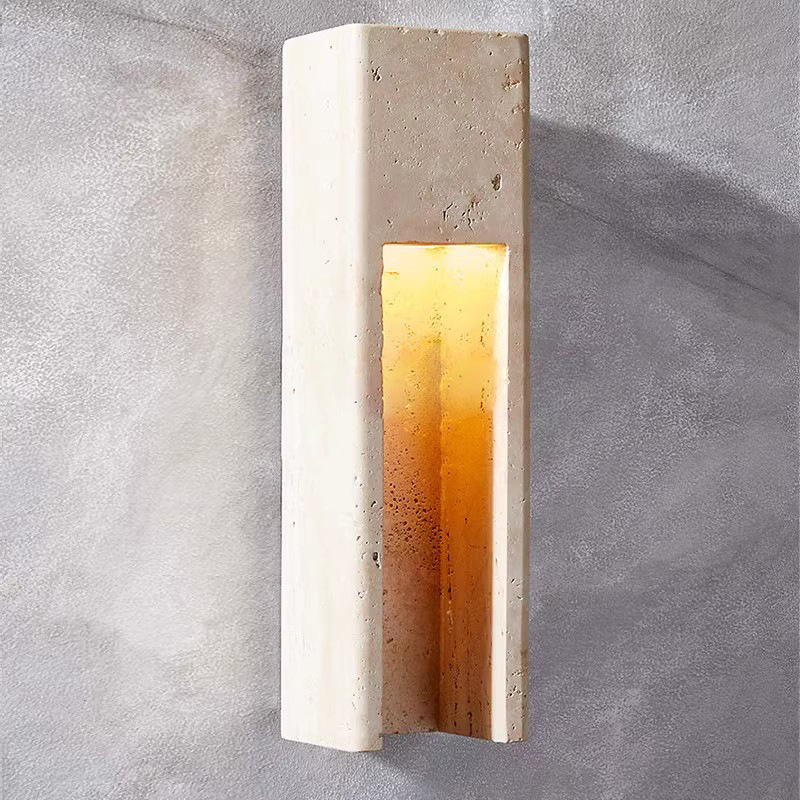 Žuto travertinska zidna lampa u japanskom stilu Wabi-Sabi za hodnik, nordijski luksuzni rasvjetni komad za vilu ili showroom
