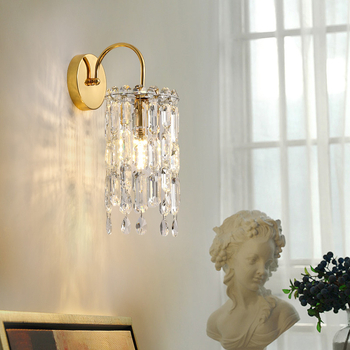 Luksuzna moderna minimalistička zidna lampa za spavaću sobu, kristalni sjenilo, krem završna boja, LED rasvjeta za hodnik i stepenice