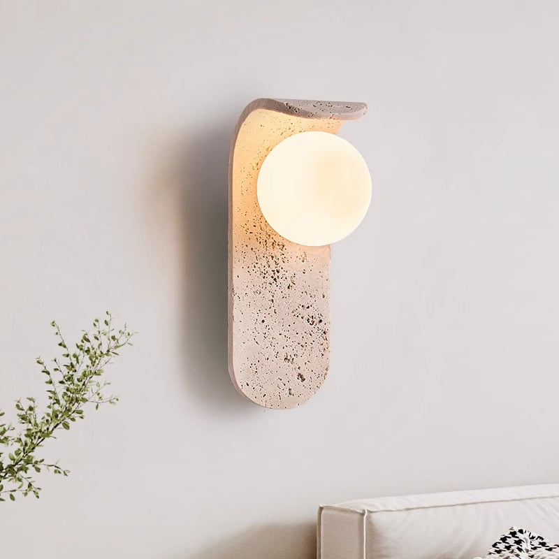 Kremasto zidna svjetiljka s travertinom, vintage dizajn Wabi-Sabi za spavaću sobu, dnevnu sobu i stepenište