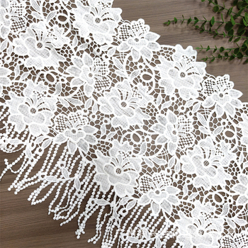 Bijela čipka s resicama, širina 46 cm, za DIY vez i dekoraciju donjeg ruba odjeće