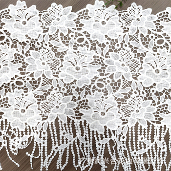 Bijela čipka s resicama, širina 46 cm, za DIY vez i dekoraciju donjeg ruba odjeće