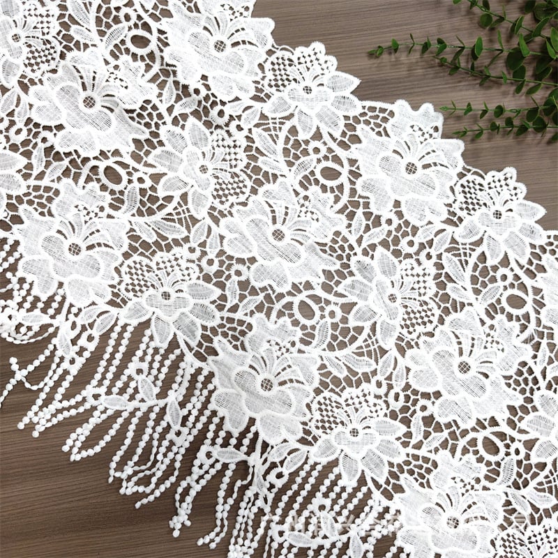 Bijela čipka s resicama, širina 46 cm, za DIY vez i dekoraciju donjeg ruba odjeće