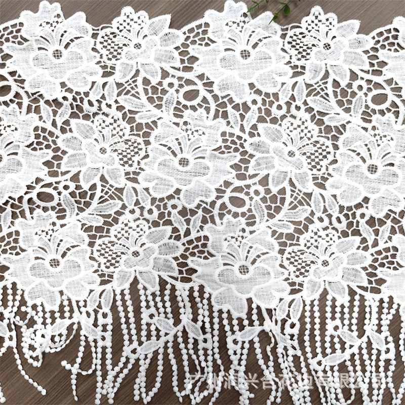 Bijela čipka s resicama, širina 46 cm, za DIY vez i dekoraciju donjeg ruba odjeće