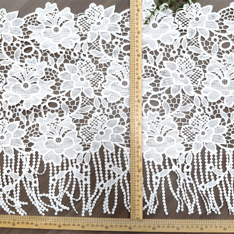 Bijela čipka s resicama, širina 46 cm, za DIY vez i dekoraciju donjeg ruba odjeće