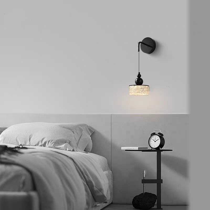 Nova minimalistička zidna lampa uz krevet s visećim kabelom, moderan dnevni boravak i spavaća soba, luksuzno osvjetljenje