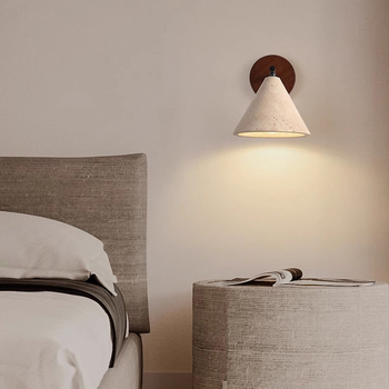 Žuto travertin zidna svjetiljka, kremasto-wabi-sabi stil, retro rasvjeta hodnika i stepenica
