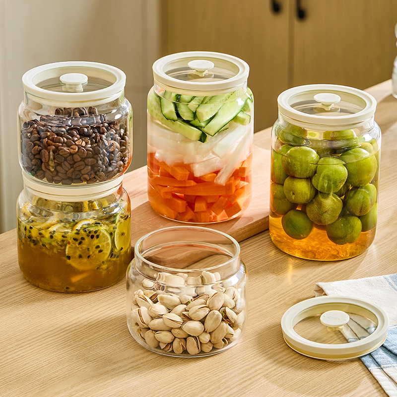 Staklena posuda s hermetičkim zatvaračem, prehrambene kvalitete, 600 ml, višestruka namjena za kiseli krastavci, džem, med, orašaste plodove, žitarice i umake