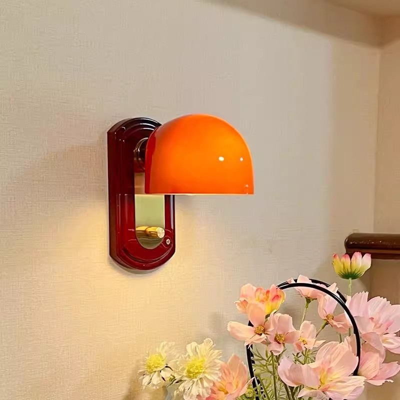 Maillard vintage zidna lampa za spavaću sobu – stakleni abažur, metalno tijelo, LED 220V, pogodna za hodnik