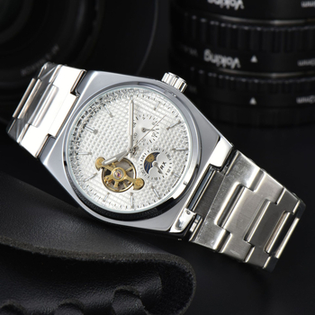 Férfi automata mechanikus Tourbillon óra holdfázissal, 40,5 mm átmérő, zafír kristály
