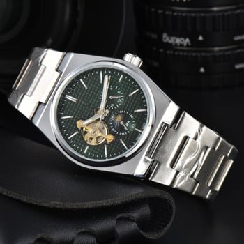 Férfi automata mechanikus Tourbillon óra holdfázissal, 40,5 mm átmérő, zafír kristály