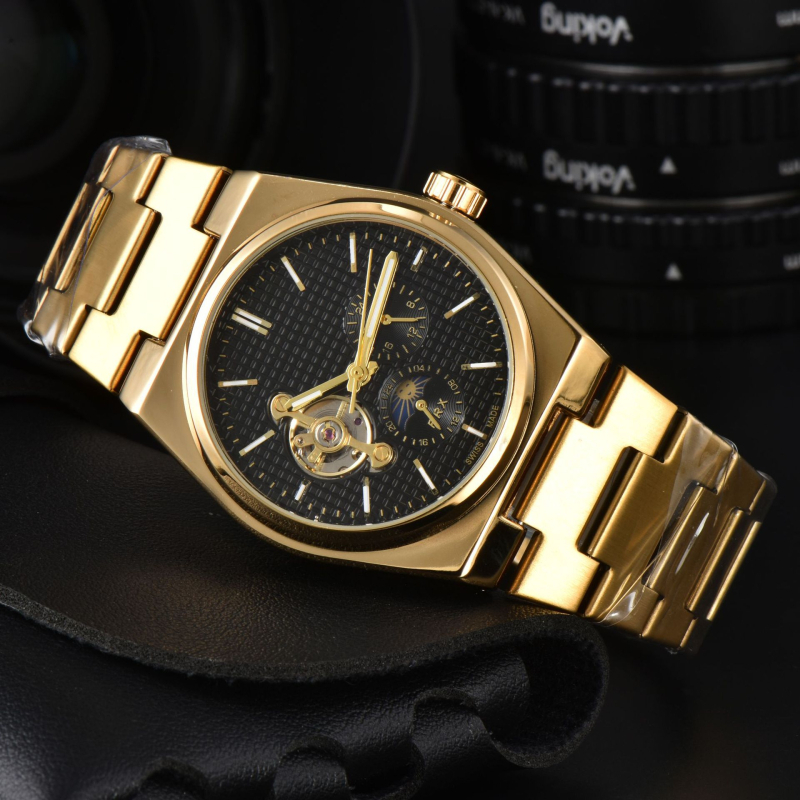 Férfi automata mechanikus Tourbillon óra holdfázissal, 40,5 mm átmérő, zafír kristály