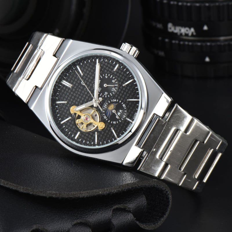 Férfi automata mechanikus Tourbillon óra holdfázissal, 40,5 mm átmérő, zafír kristály