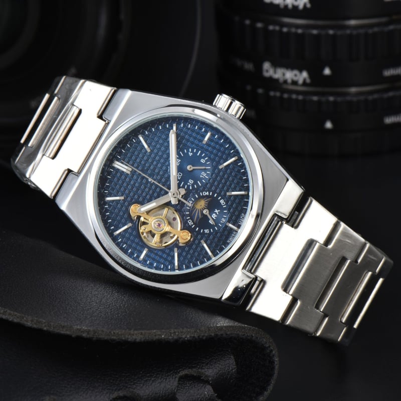 Férfi automata mechanikus Tourbillon óra holdfázissal, 40,5 mm átmérő, zafír kristály