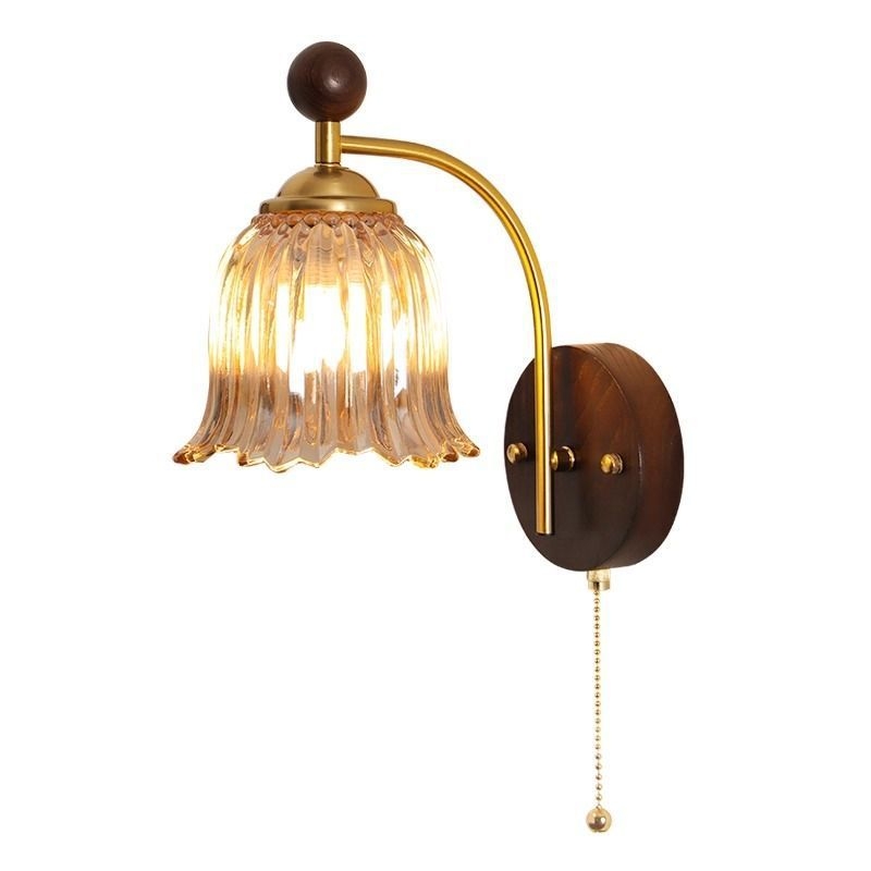 Vintage zidna lampa od drva, za spavaću sobu, dnevni boravak i hodnik, francuski antički stil
