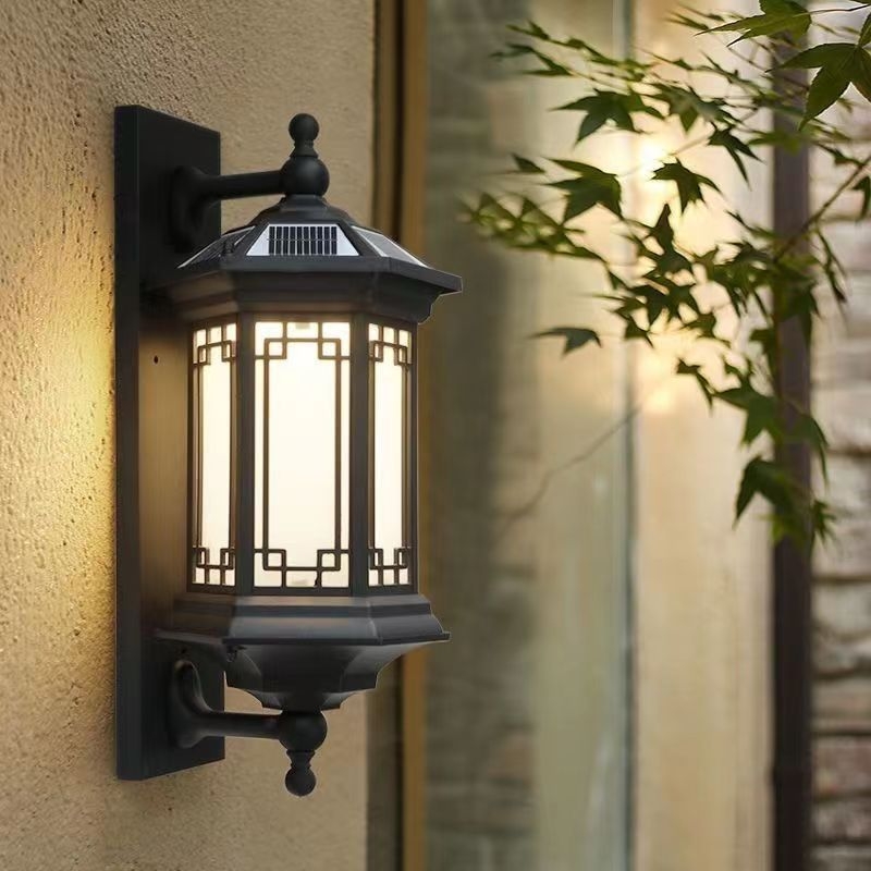 Vanjska solarna zidna svjetiljka za dvorište, vodootporna vrtna lampa u novokineskom stilu, za vilu i dom, LED