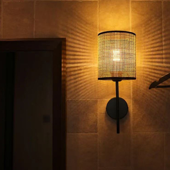 Zidna lampa od ratana u log-stilu, ručno pletena, japanski wabi-sabi stil, za spavaću sobu i hodnik