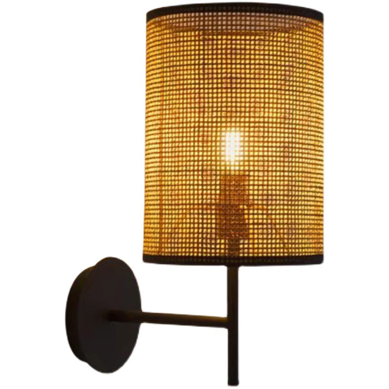 Zidna lampa od ratana u log-stilu, ručno pletena, japanski wabi-sabi stil, za spavaću sobu i hodnik