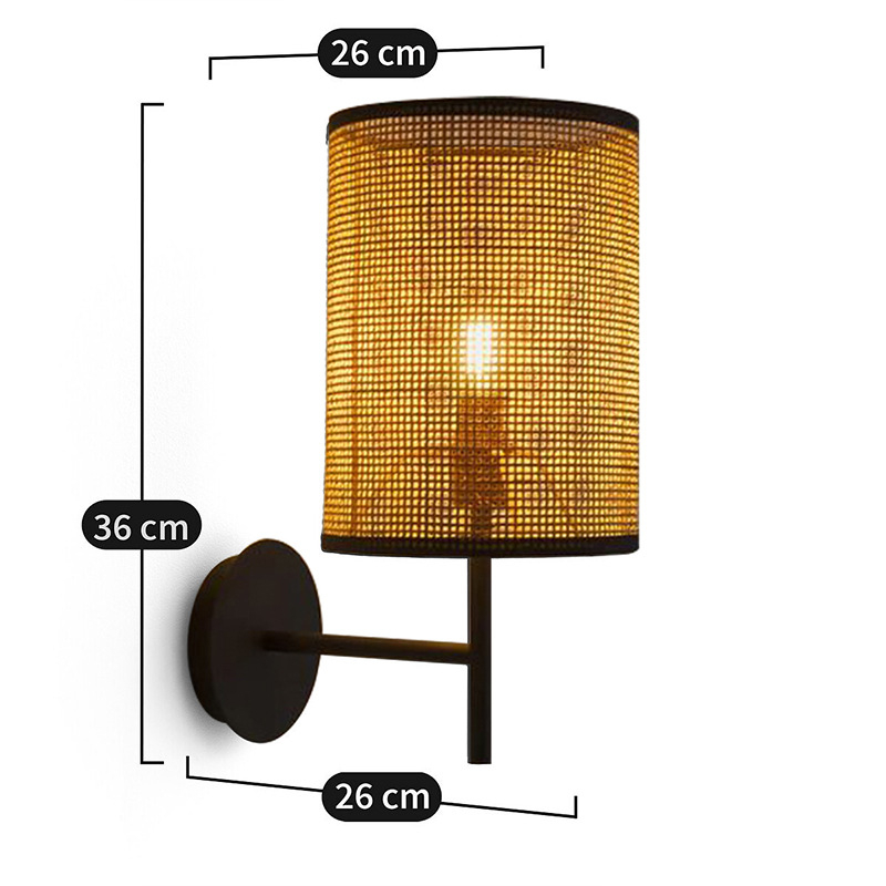 Zidna lampa od ratana u log-stilu, ručno pletena, japanski wabi-sabi stil, za spavaću sobu i hodnik
